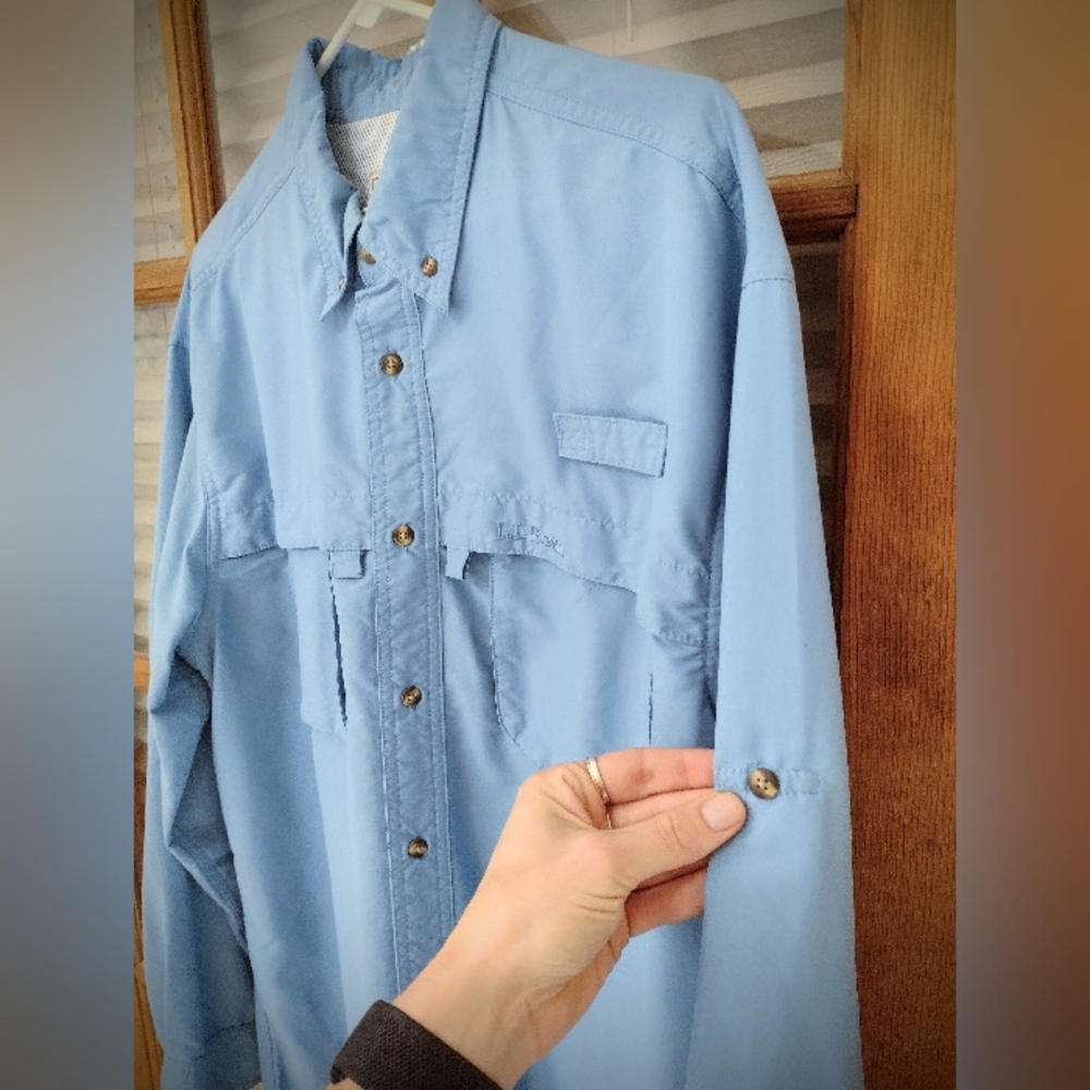 L.L. Bean M's Large Blue Tropicwear LS Sun Shirt Old Version Pre-2020, Brand New - Picture 6 of 12